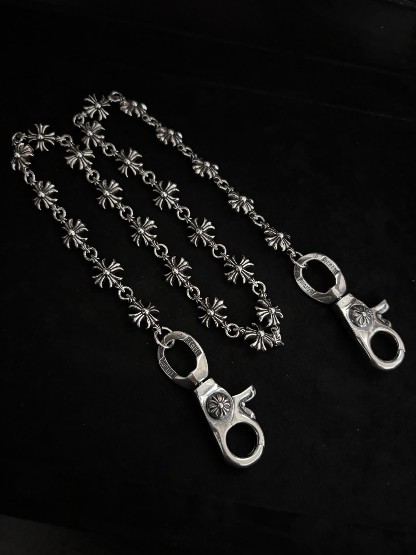 Chrome Hearts Silver Flower Chain with Lobster Clasps